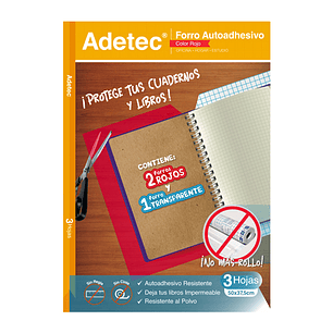 FORRO AUTOADHESIVO ADETEC PARA CUADERNOS ROJO 5Hjs 50x37,5cms ( DESC. )