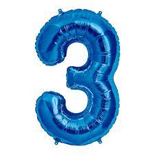 GLOBO GLAM NUMERO 3 AZUL METALIZADO 81CMS. 1UNID. 1