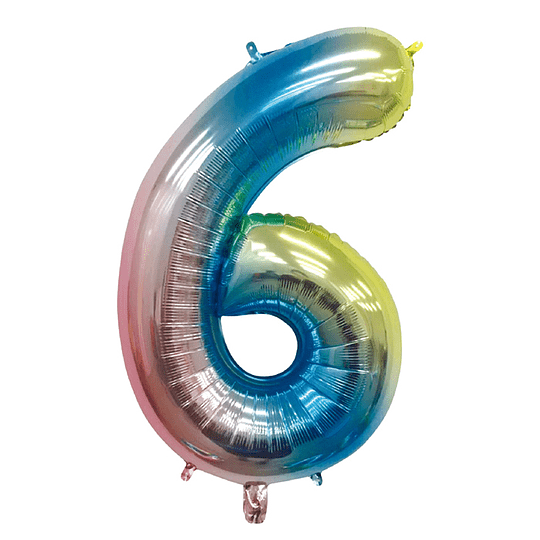 GLOBO GLAM NUMERO 6 TORNASOL METALIZADO 81CMS. 1UNID. 1