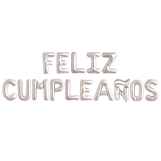 GLOBO GLAM LETRAS 40CM.PLATEADAS ''FELIZ CUMPLEAÑOS'' 1Unid. 1