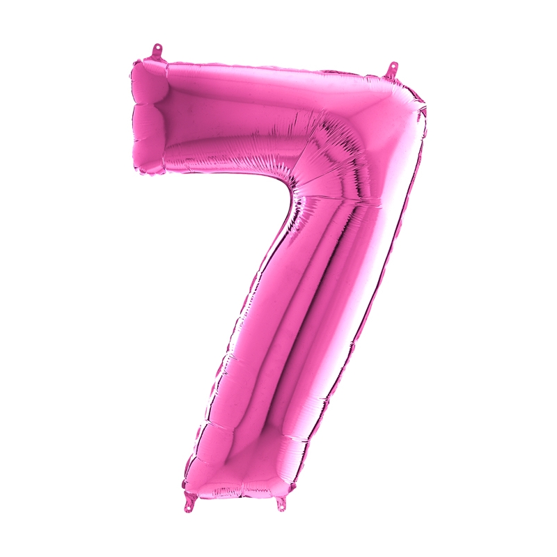 GLOBO GLAM NUMERO 7 FUCSIA METALIZADO 80CMS. 1UNID. 1