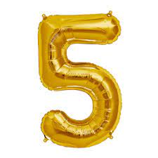 GLOBO GLAM NUMERO 5 DORADO METALIZADO 80CMS. 1UNID. 1