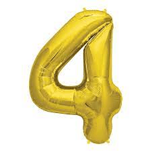 GLOBO GLAM NUMERO 4 DORADO METALIZADO 80CMS. 1UNID.