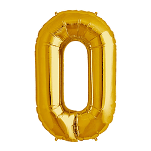GLOBO GLAM NUMERO 0 DORADO METALIZADO 81CMS. 1UNID.