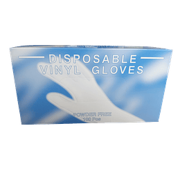 CAJA GUANTES DESECHABLES VINILO LIBRES DE POLVO T/L  100 UNIDADES  ADIOFFICE