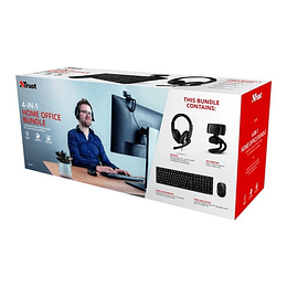 KIT 4 EN 1 TRUST HOME OFFICE TECLADO/MOUSE/AUDIFONO/WEBCAM (DESC.)