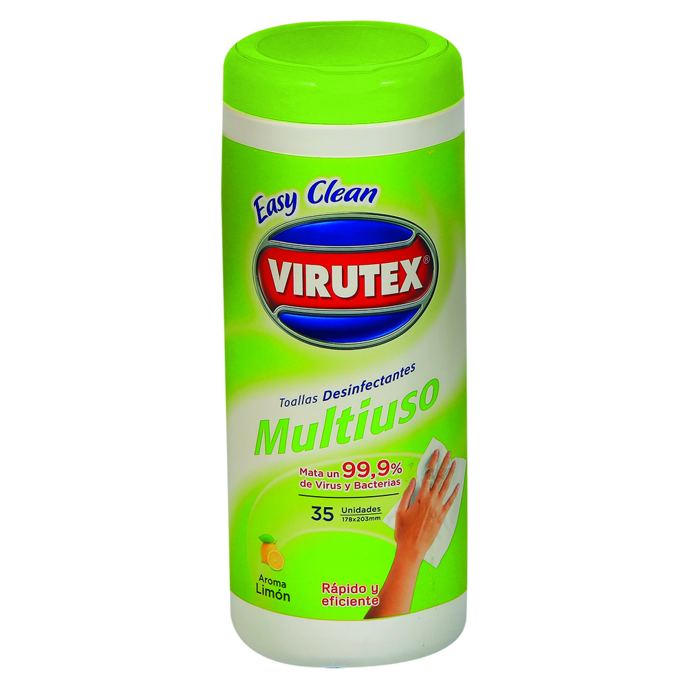 Toallitas Desinfectantes Multiuso Virutex, Aroma Limón, 90 unid