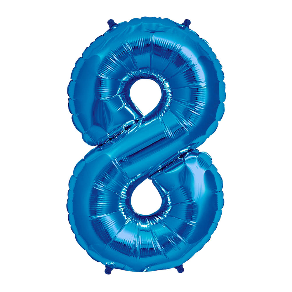 GLOBO GLAM NUMERO 8 AZUL  METALIZADO 80CMS. 1UNID. 1