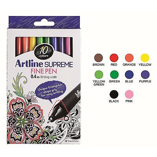 SET FINE PEN ARTLINE SUPREME FINOS 0.4 10 COLORES