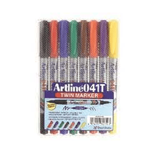 SET MARCADORES ARTLINE TWIN DOBLE PUNTA 1.0 Y 0.4 8 COLORES