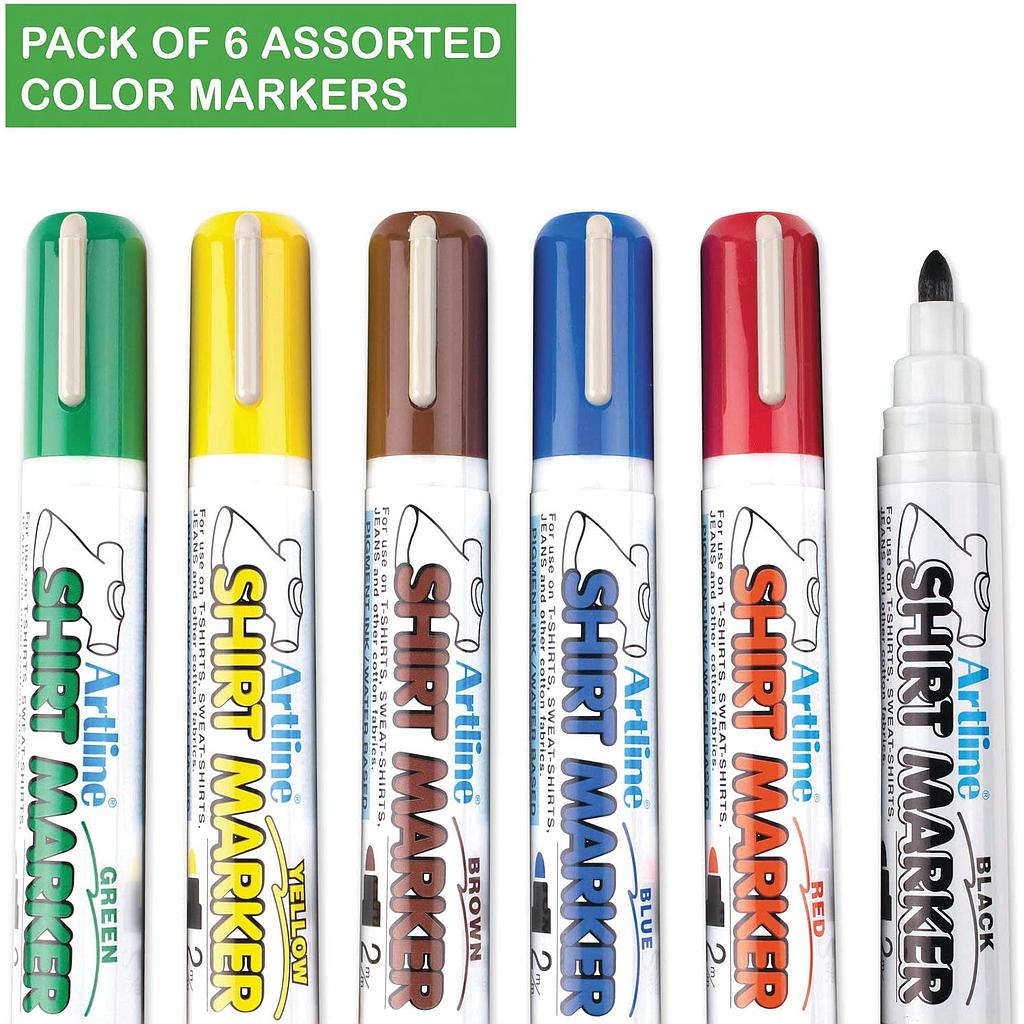 SET MARCADORES DE ROPA ARTLINE 2.0mm 6 COLORES N, AZ, R, V, C, A 1