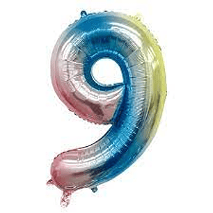 GLOBO GLAM NUMERO 9 TORNASOL METALIZADO 81CMS. 1UNID.