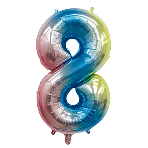 GLOBO GLAM NUMERO 8 TORNASOL METALIZADO 81CMS. 1UNID.