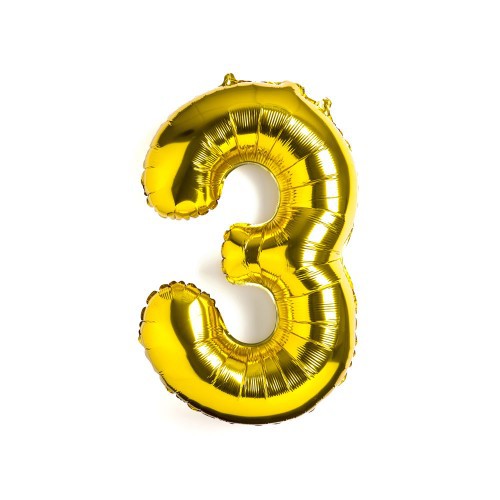 GLOBO GLAM NUMERO 3 DORADO METALIZADO 81CMS. 1UNID. 1