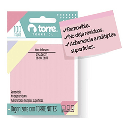 TACO NOTES TORRE ADHESIVO ROSA PASTEL 7,6 X 7,6CM 100 HJ.