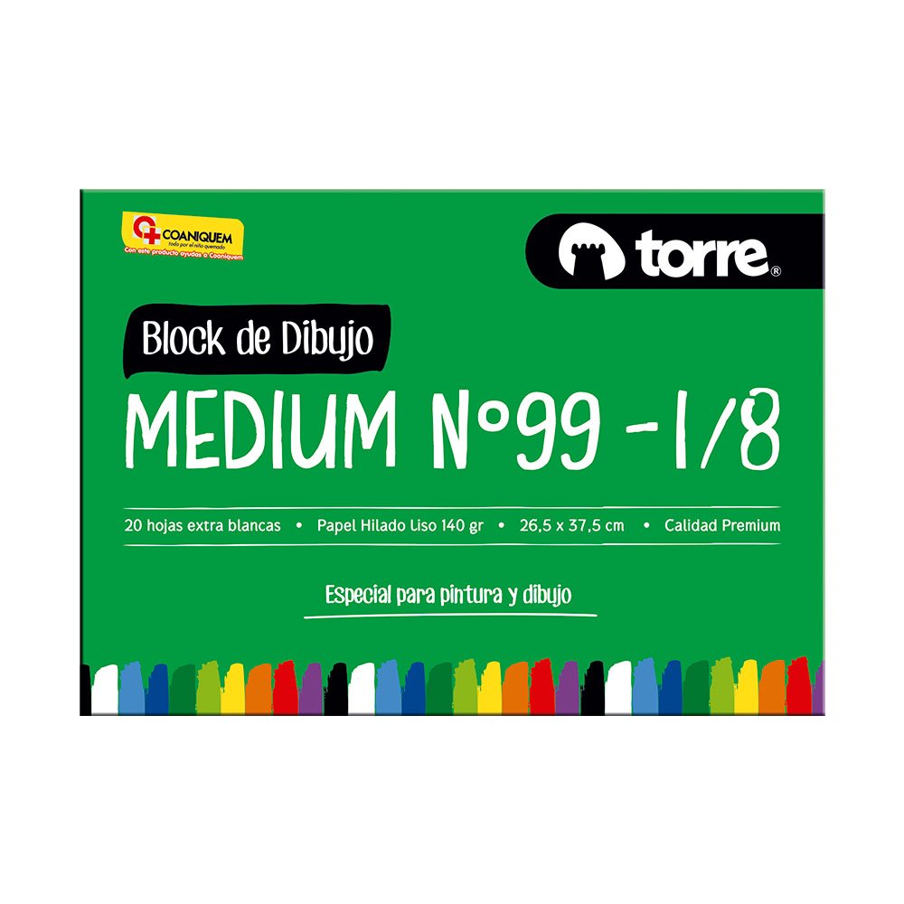 BLOCK DE DIBUJO TORRE MEDIUM 99 1/8 20 Hjs. 26.5X37.2CM 140Gr 1