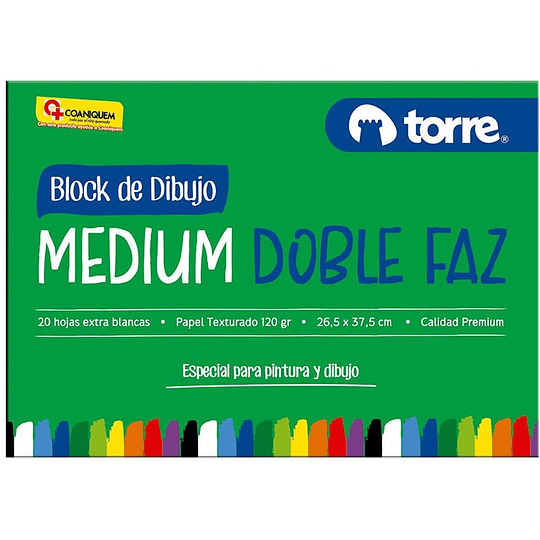 BLOCK DE DIBUJO TORRE 99 1/8 20 Hjs. DOBLE FAZ MEDIUM 26.5X37.2CM 120Gr