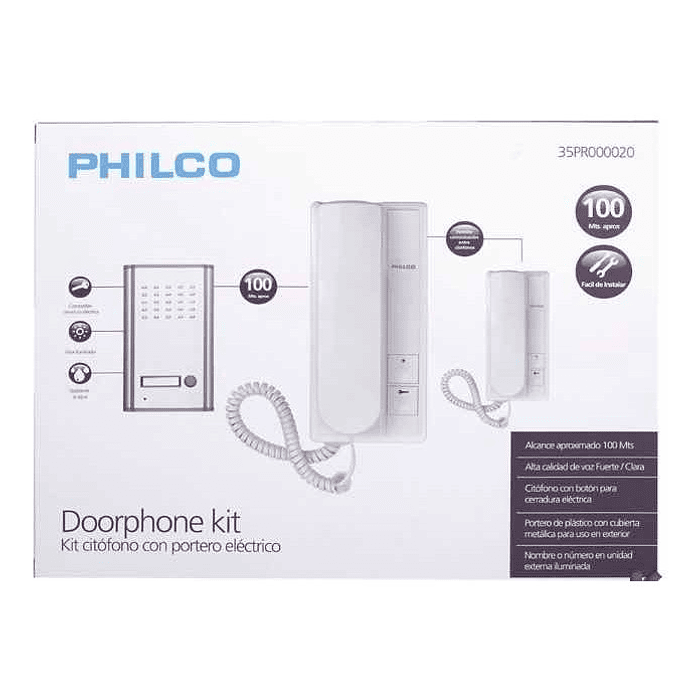 KIT CITOFONO CON PORTETO ELECTRICO  PHILCO METALICO 35PR000020