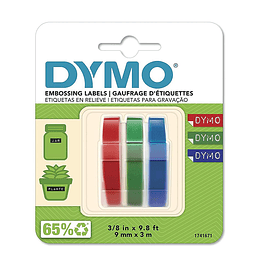 CINTA DYMO 3D VINILO/PVC 3 COLORES 9mm x 3m  ( 1741671 )