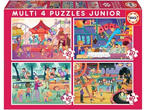 PUZZLE INFANTIL PROGRESIVO 4 PUZZLES PARQUE DE ATRACCIONES +4 1