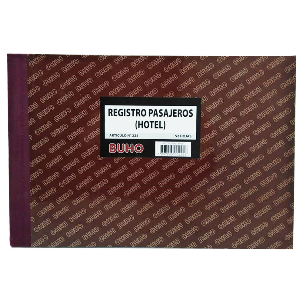 LIBRO REGISTRO DE PASAJEROS HOTEL BUHO (ART-225) 1