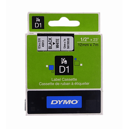 CINTA DYMO D1 TIPO CASSETTE BLACK/WHITE 12mm x 7M ( 45013 )