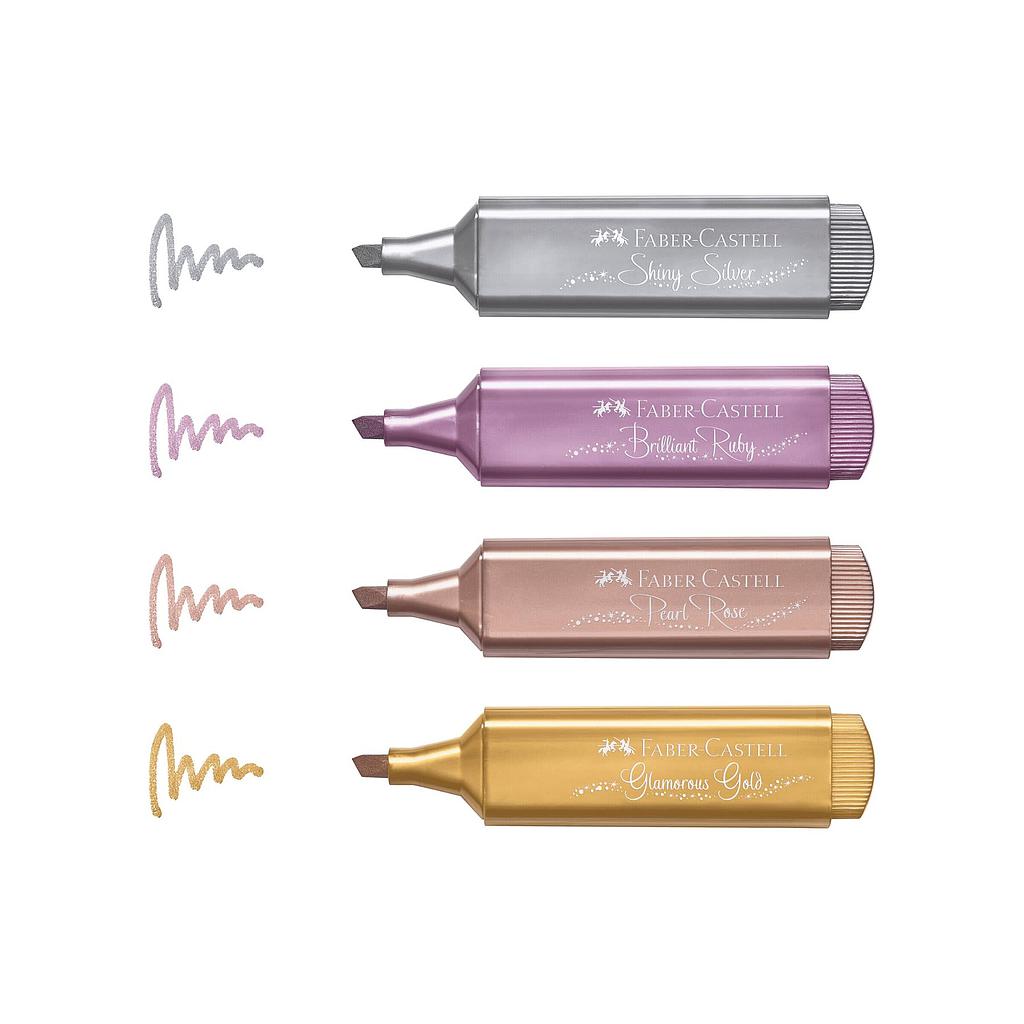 DESTACADORES FABER EFECTO METALICO 4 COLORES 1