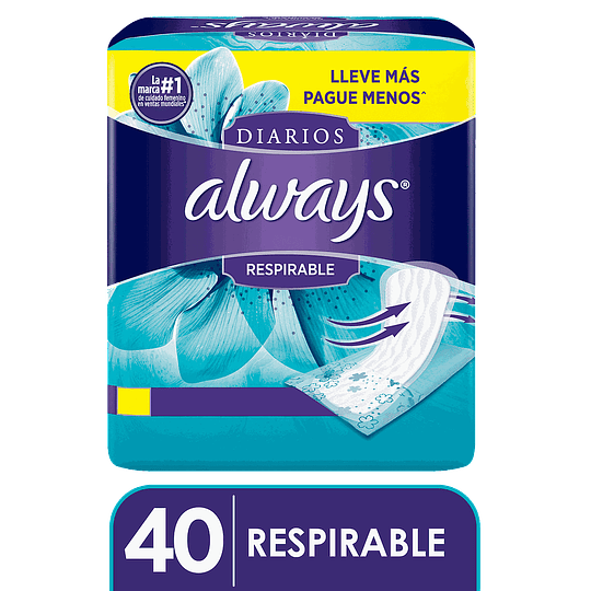 PROTECTOR DIARIO ALWAYS RESPIRABLE 40 UND.