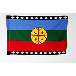 BANDERA MAPUCHE GLAM CON VARILLA 45X30 CMS. 3 UND.