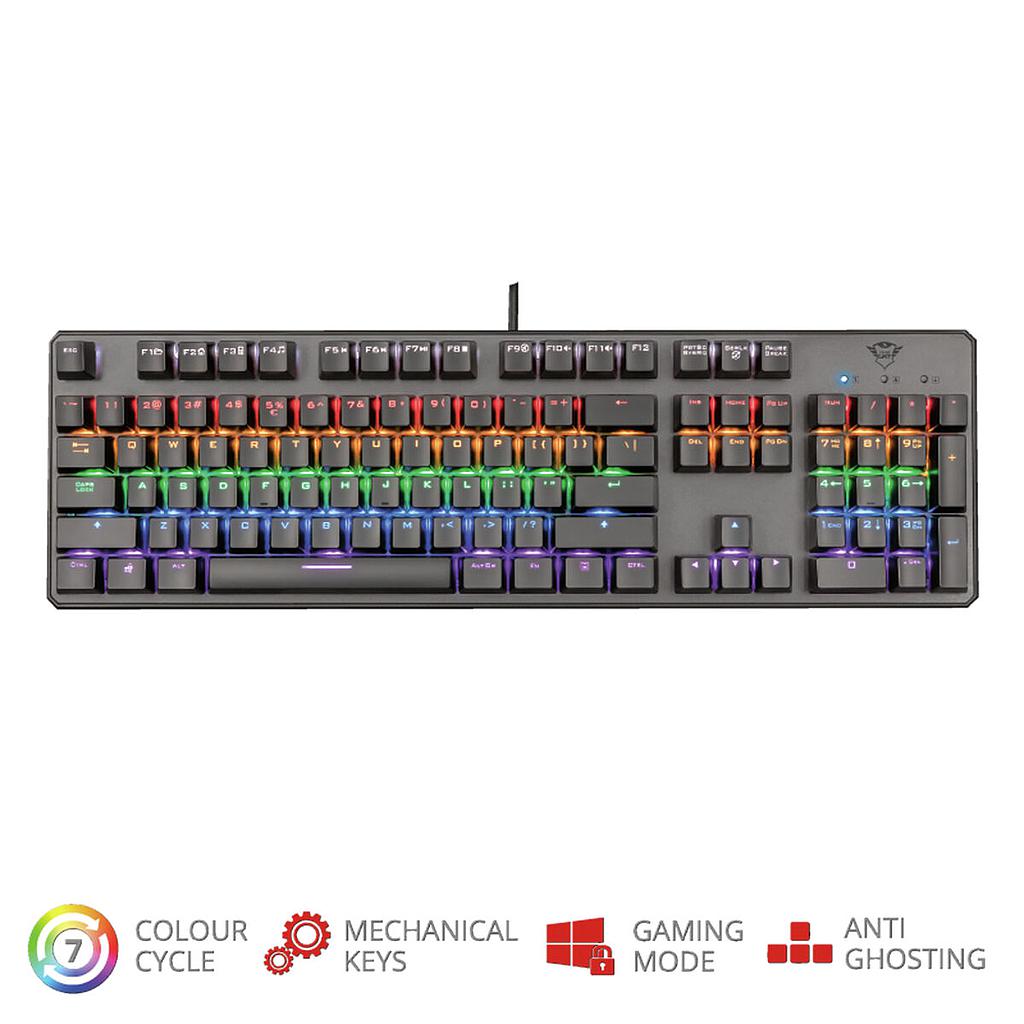 TECLADO MECANICO RGB TRUST GAMING ASTA RBG NEGRO GXT-865 1