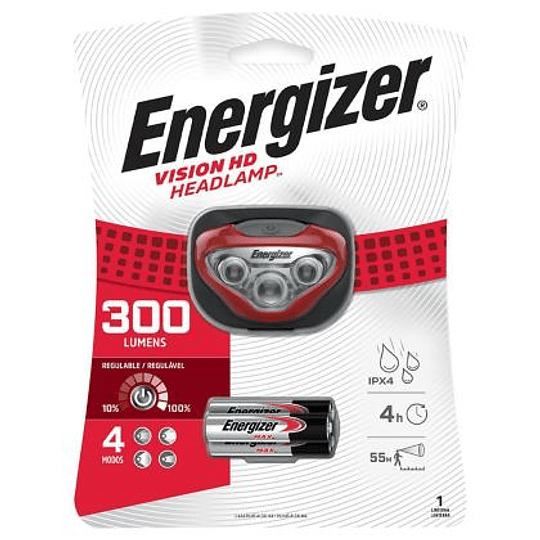 LINTERNA HEADLIGH ENERGIZER VISION HD 300 LUMENES IPX4 3XAAA INCLUIDAS