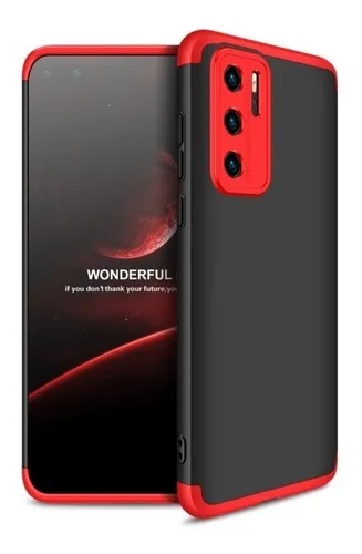 CARCASA GKK 360° HUAWEI P40 ROJA CON NEGRO 1