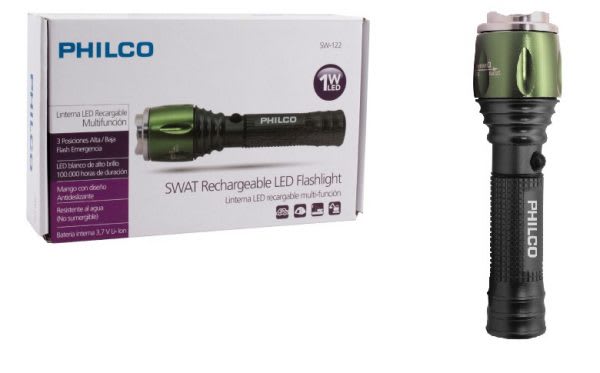 LINTERNA LED PHILCO RECARGABLE SWAT FLASHLIGHT SW122 1