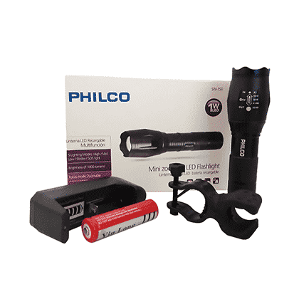 LINTERNA PHILCO SWAT RECARGABLE CON SOPORTE BICICLETA SW150 1