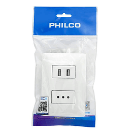 ENCHUFE SIMPLE C/USB 2.1A PHILCO 250V 10A 19PLC78558