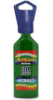PINTURA DIMENSIONAL METALICA ACRILEX VERDE KIWI 873 35ML. 1