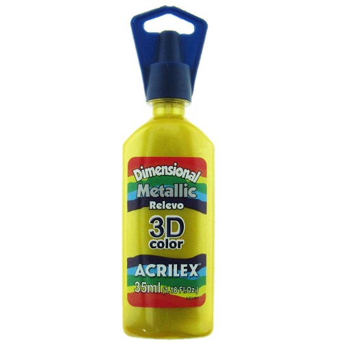PINTURA DIMENSIONAL METALICA ACRILEX AMARILLO 553 35ML. 1