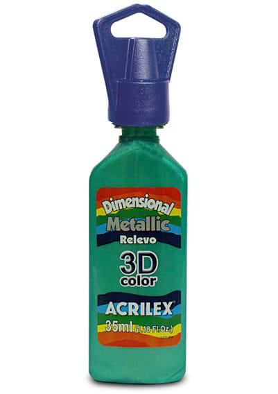 PINTURA DIMENSIONAL METALICA ACRILEX VERDE HOJA 510 35ML. 1