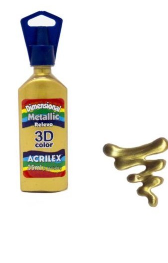 PINTURA DIMENSIONAL METALICA ACRILEX DORADO SOLAR 598 35ML. 1