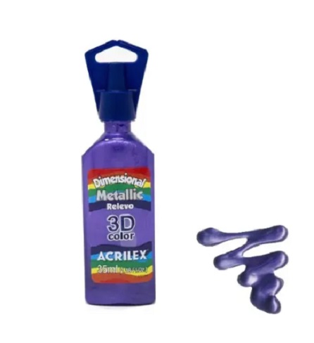 PINTURA DIMENSIONAL METALICA ACRILEX VIOLETA 561 35ML. 1