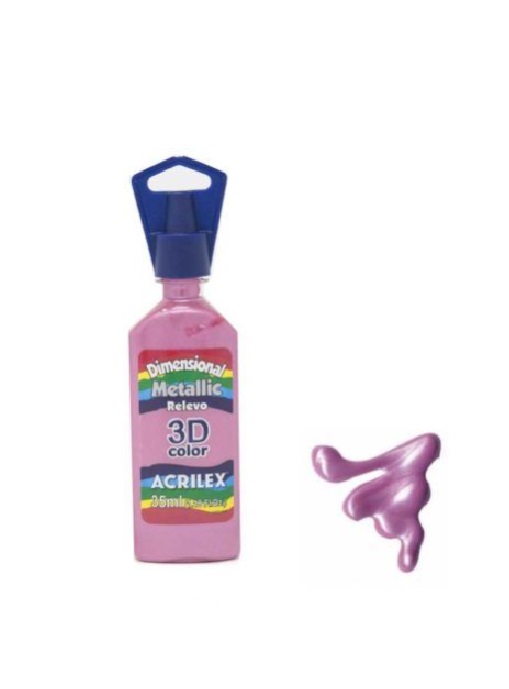 PINTURA DIMENSIONAL METALICA ACRILEX ROSA 554 35ML. 1