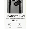 AUDIFONOS TECMASTER HI-FI TIPO C 1.2 MTS C/MIC NEGRO 1