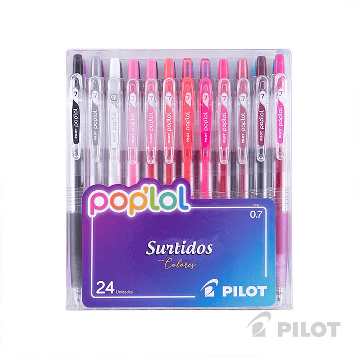 SET 24 LAPICES BUBBLE GUM PILOT POPLOL SURTIDOS GEL 0,7MM