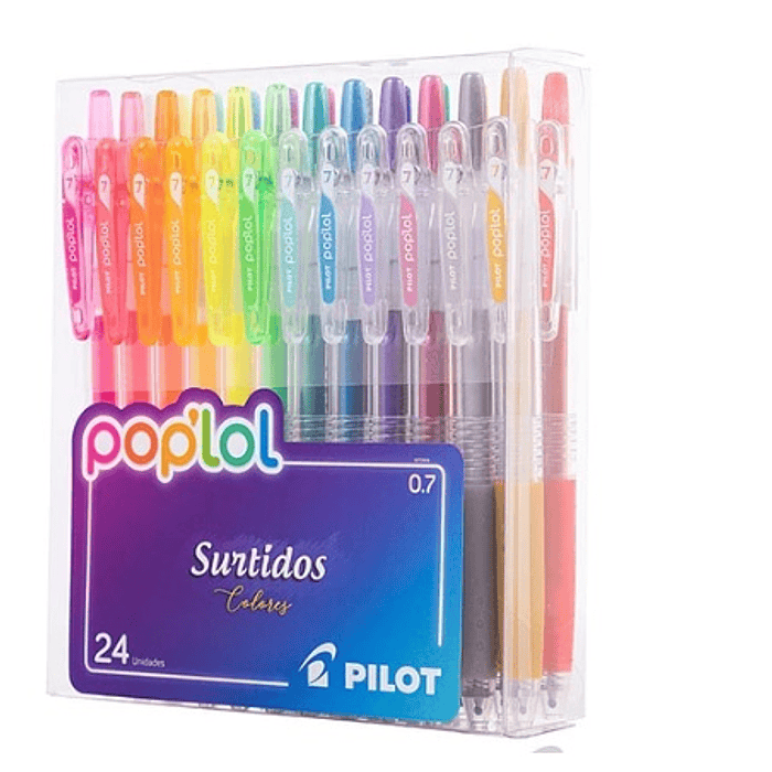 SET 24 LAPICES JELLY  PILOT POPLOL SURTIDOS GEL 0,7MM