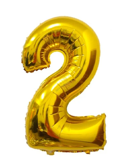 GLOBO GLAM NUMERO 2 DORADO METALIZADO 81CMS. 1UNID. 1