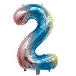 GLOBO GLAM NUMERO 2 TORNASOL METALIZADO 81CMS. 1UNID.