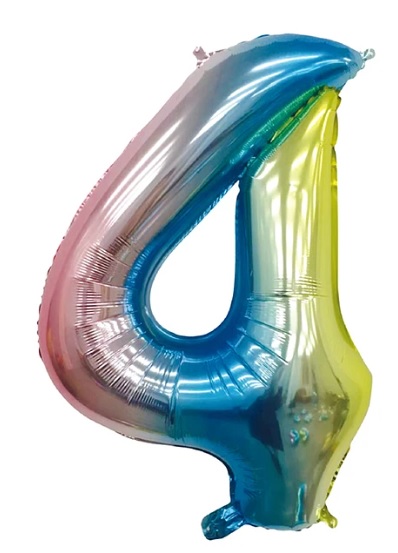 GLOBO GLAM NUMERO 4 TORNASOL METALIZADO 81CMS. 1UNID. 1