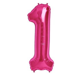 GLOBO GLAM NUMERO 1 FUCSIA METALIZADO 81CMS. 1UNID.