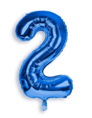 GLOBO GLAM NUMERO 2 AZUL METALIZADO 81CMS. 1UNID. 1