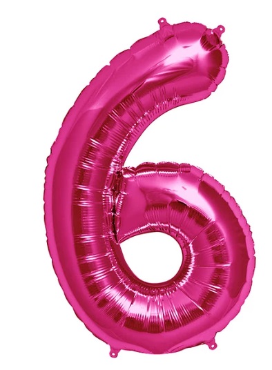 GLOBO GLAM NUMERO 6 FUCSIA METALIZADO 81CMS. 1UNID. 1